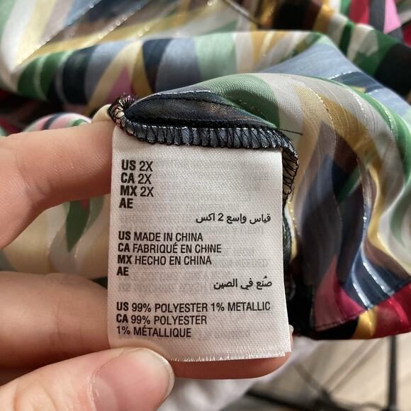 Macy’s INC Women’s Rainbow Chevron Top Size 2X Flowy Billowy Colorful Bohemian - Picture 6 of 11